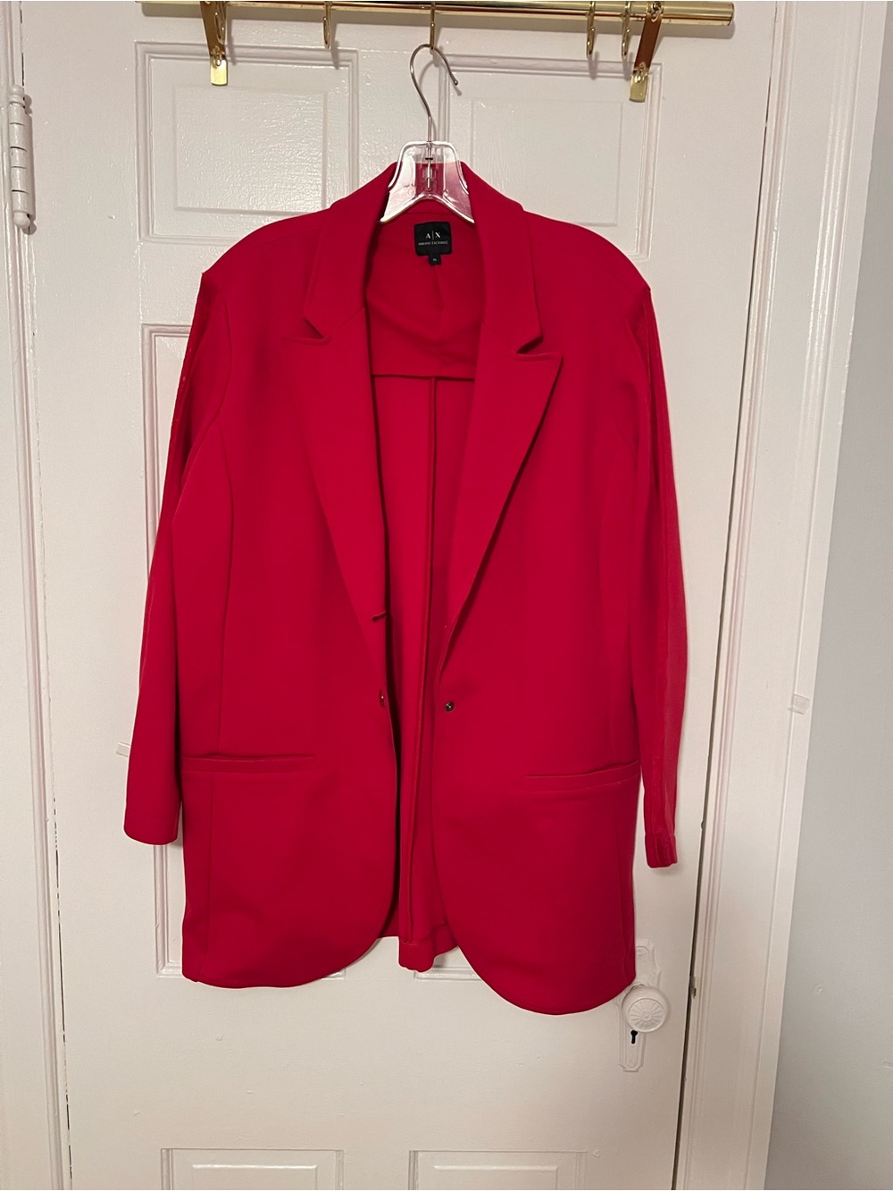 Armani Exchange Women's Bright Red Open-Front Blazer
